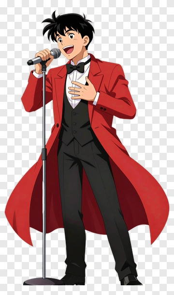Singing Character In A Red Coat PNG