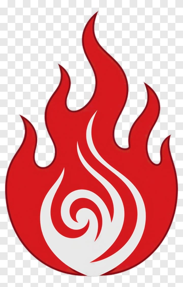 Red Flame Icon With Swirling Design PNG