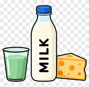 Milk Bottle, Cheese, And Glass Of Milk PNG