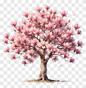 Colorful Magnolia Tree In Bloom PNG