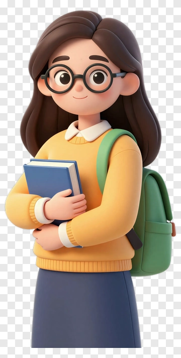 3D Student Holding Books With A Backpack PNG
