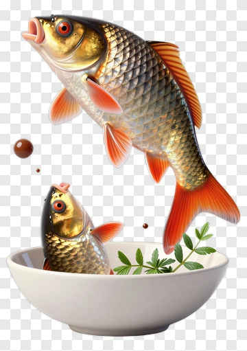 Realistic Goldfish Jumping From A Bowl PNG