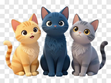 Cartoon Cats Sitting Together PNG