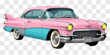 Vintage Pink And Blue Car PNG