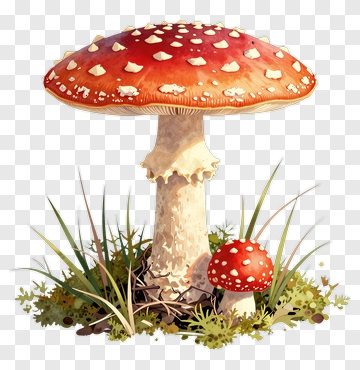 Colorful Mushroom In Grass PNG