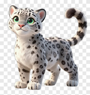 Cartoon Snow Leopard Character PNG
