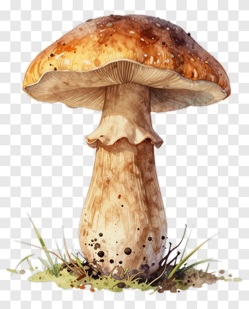 Realistic Mushroom With Grass And Soil PNG