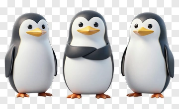 Cartoon Penguins Standing Together PNG