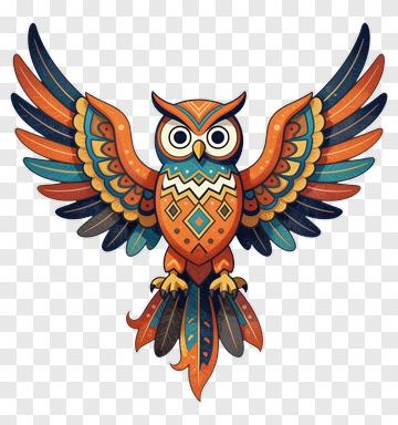 Colorful Owl With Outstretched Wings PNG