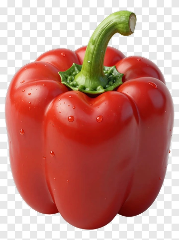 Red Bell Pepper With Water Droplets PNG