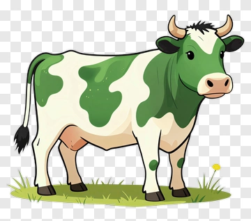 Cartoon Cow Standing In A Meadow PNG
