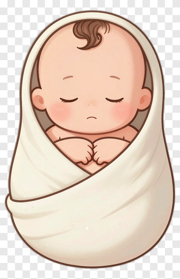 Cartoon Baby Wrapped In A Blanket PNG