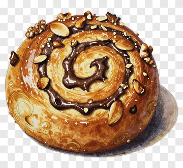 Swirled Cinnamon Roll With Nuts And Chocolate PNG