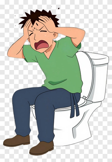 Frustrated Man Sitting On Toilet PNG