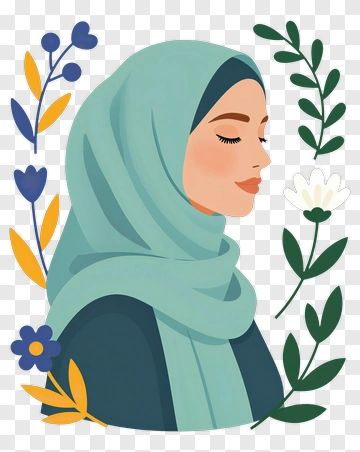 Woman In Hijab Surrounded By Flowers PNG