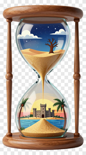 Hourglass With Desert Scene And Castle PNG