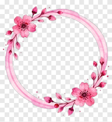 Watercolor Pink Floral Wreath PNG