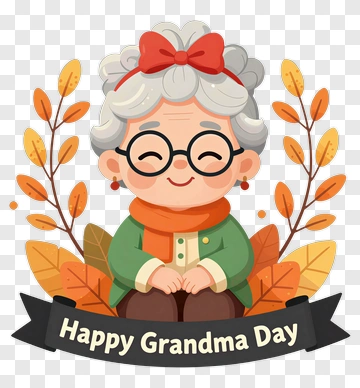 Cartoon Grandma Celebrating Grandma Day PNG