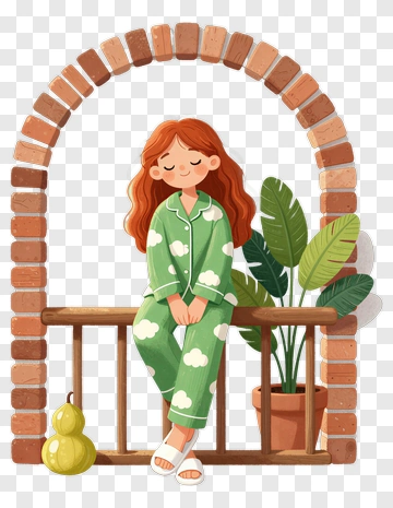 Girl Sitting On A Brick Archway PNG