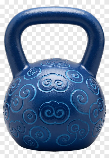Blue Kettlebell With Swirl Design PNG