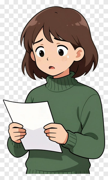 Concerned Girl Holding A Letter PNG