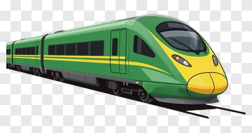 Green Train With Yellow Accents PNG