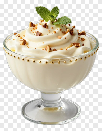 Delicious Creamy Dessert With Nuts And Mint PNG
