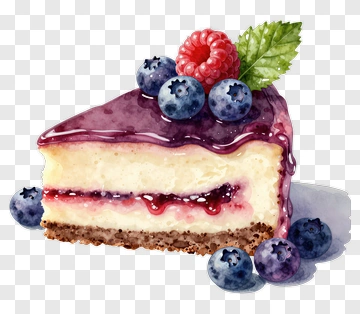 Cheesecake With Blueberries And Raspberries PNG