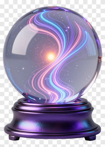 Colorful Crystal Ball With Swirling Light Patterns PNG