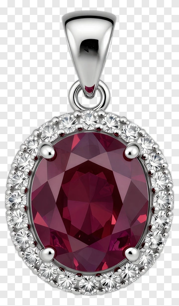 Ruby Pendant With Floral Design PNG