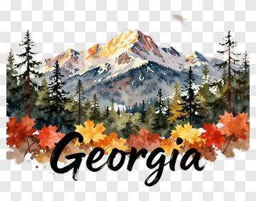 Mountain Landscape With Georgia Text PNG