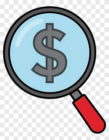 Magnifying Glass Focusing On Dollar Sign PNG