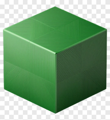 Green Cube With Textured Surface PNG
