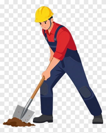 Construction Worker Digging With A Shovel PNG