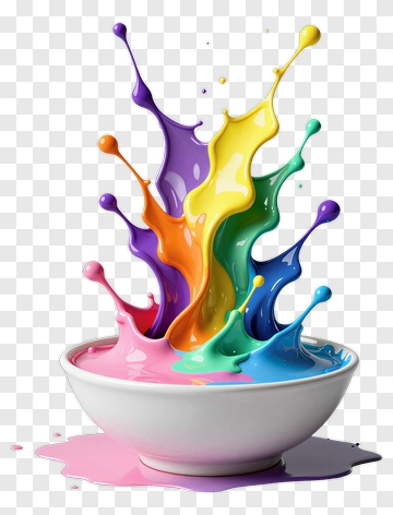 Colorful Paint Splashing From A Bowl PNG