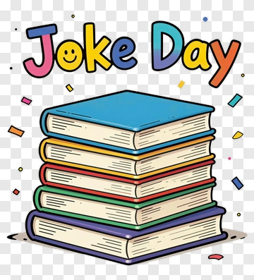 Joke Day With Colorful Books Stack PNG