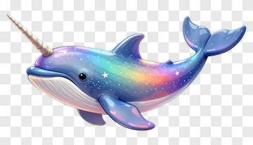 Colorful Narwhal With A Starry Pattern PNG