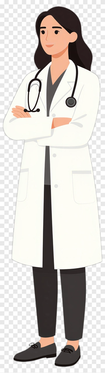Cartoon Doctor Standing Confidently PNG