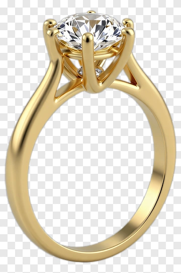 Gold Engagement Ring With Diamond PNG