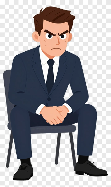 Angry Businessman Sitting On A Chair PNG