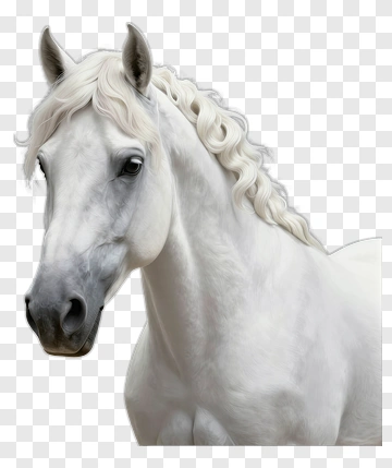 White Horse With Flowing Mane PNG