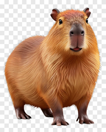 Realistic Capybara Standing PNG
