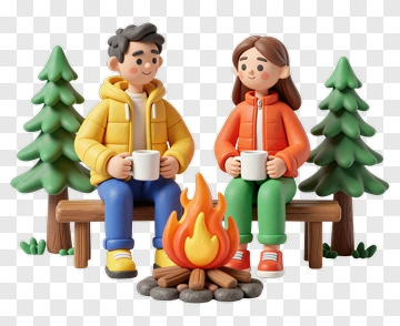 Couple Sitting By A Campfire PNG