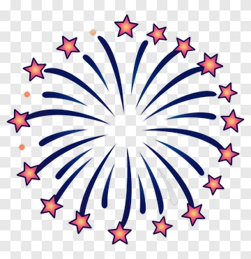Colorful Firework Display With Stars PNG
