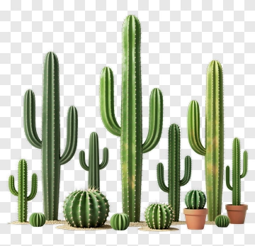 Various Cacti In Pots PNG