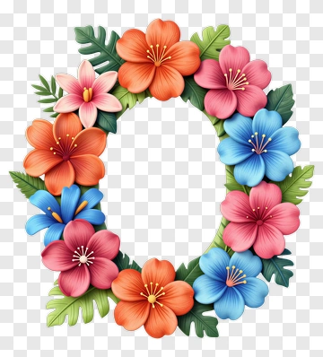 Colorful Floral Wreath PNG