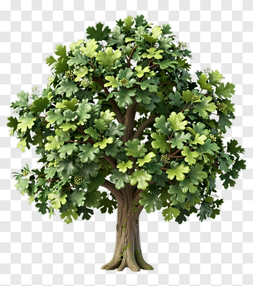 3D Tree With Green Leaves PNG
