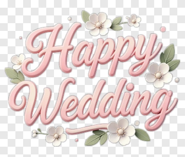 Happy Wedding Floral Design PNG