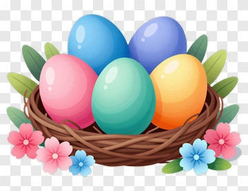 Colorful Easter Eggs In A Nest PNG
