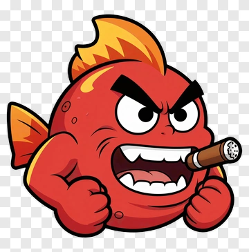 Angry Cartoon Fish With Cigar PNG
